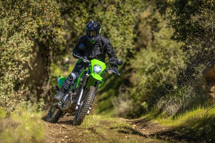 This dual-sport is rather sparsely equipped for its price and is as barebones as it gets for a road-legal machine Kawasaki KLX230 off-road riding